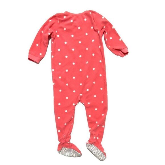 carter's Pink Polka Dot Fleece One Piece PJ's - Picture 3 of 3
